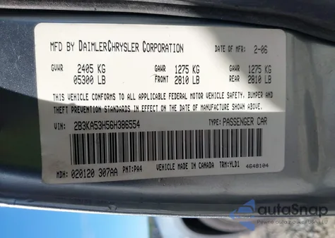 2006 Dodge Charger Rt из США, поврежденный, VIN 2B3KA53H56H386554